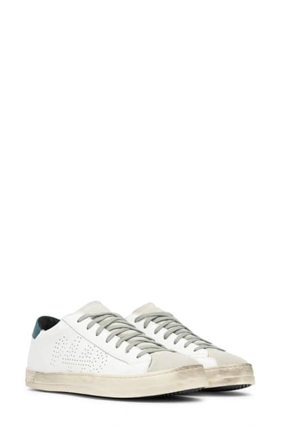 P448 John Low Top Sneaker In White/ Blue Leather