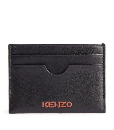 Kenzo Leather Logo Card Holder In Black