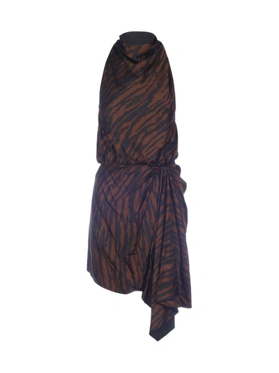 Attico Dress In Brown Viscose