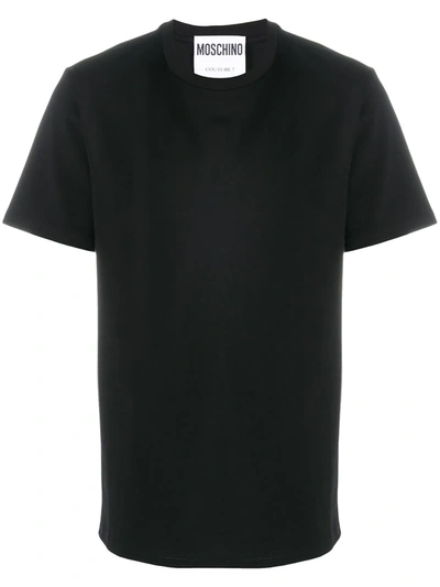 Moschino Logo Patch Cotton T-shirt In Black