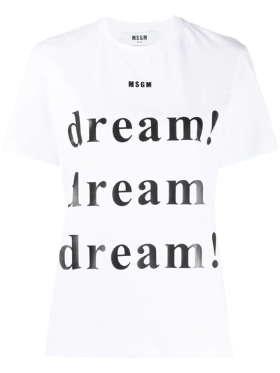 Msgm Printed Cotton-jersey T-shirt In White