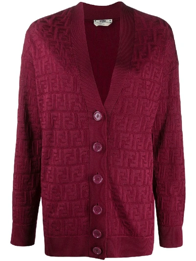 Fendi Ff Knitted Cardigan In Red