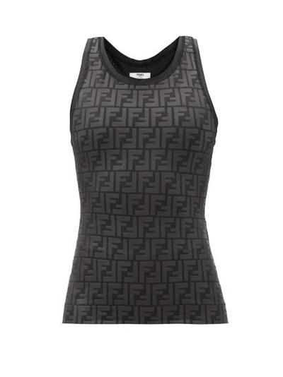 Fendi Ff Logo-print Jersey Tank Top In Black