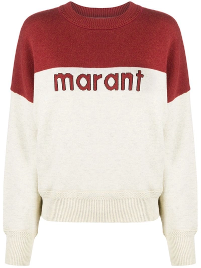 Isabel Marant Étoile Kaoti Logo-intarsia Knitted Jumper In Neutrals