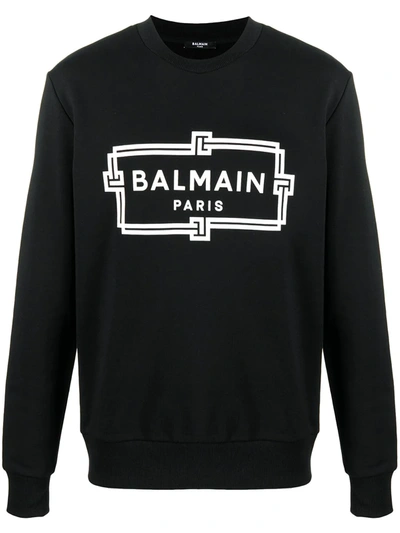 Balmain Slim-fit Logo-print Loopback Cotton-jersey Sweatshirt In Black