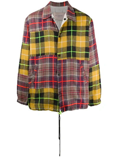 Buscemi Check Print Bomber Jacket In Yellow