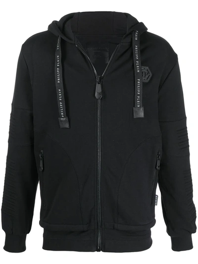 Philipp Plein Istitutional Zip-up Cotton Hoodie In Black