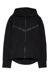 Nike Sportswear Tech Fleece Big Kids' (girls') Full-zip Hoodie In Black/black