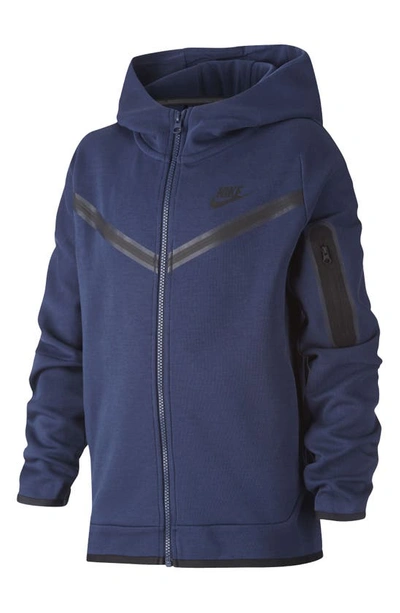 Nike Kids' Sportswear Tech Zip Hoodie In Midnight Navy/black