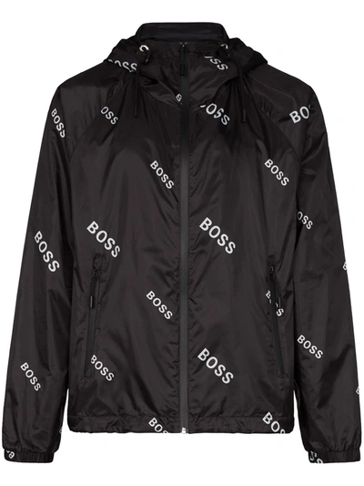 Hugo Boss Caslo Logo-print Hooded Track Jacket In Black