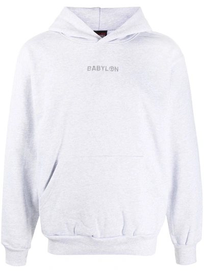 Babylon La Embroidered-logo Cotton Hoodie In Grey