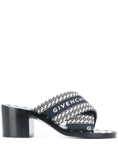 Givenchy Logo-print 70mm Block-heel Sandals In Blue