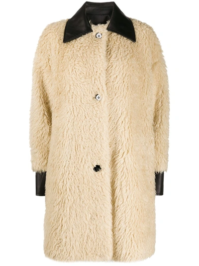 Mm6 Maison Margiela Shearling Coat In Neutrals