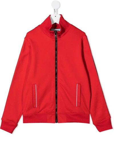 Givenchy Kids' Logo Tape Stripe Zipped Track Jacket In Red