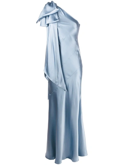 Moschino One-shoulder Gown In Blue