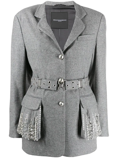 Ermanno Scervino Embellished Pockets Jacket In Grey