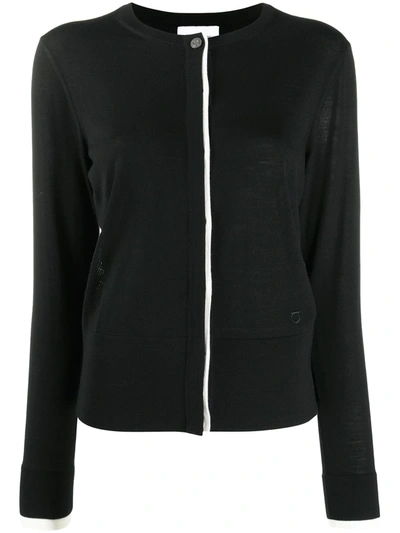 Ferragamo Gancini Button Cardigan In Black And Ivory