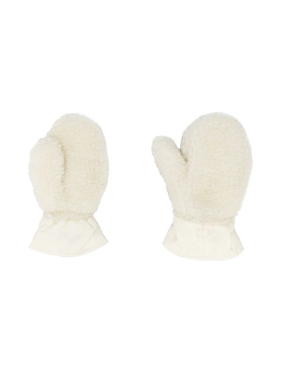 Moncler Kids' Logo Patch Gloves In White