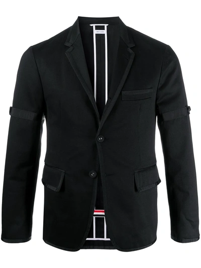 Thom Browne Unconstructed Grosgrain Armband Sport Coat In Black