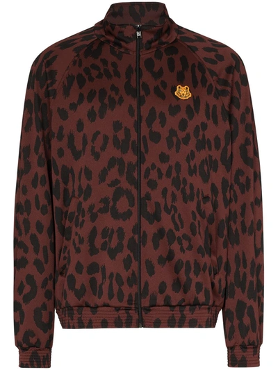 Kenzo Leopard Print Track Jacket In Black