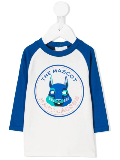 Little Marc Jacobs Kids' Mascot Print Cotton Jersey T-shirt In White