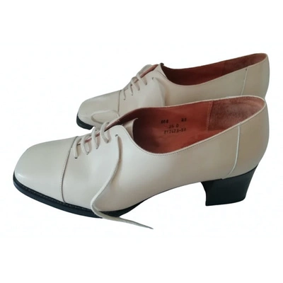 Pre-owned Jm Weston Leather Lace Ups In White