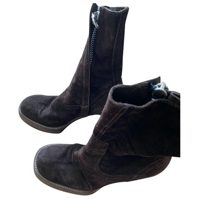 Pre-owned Rick Owens Ankle Boots In Brown
