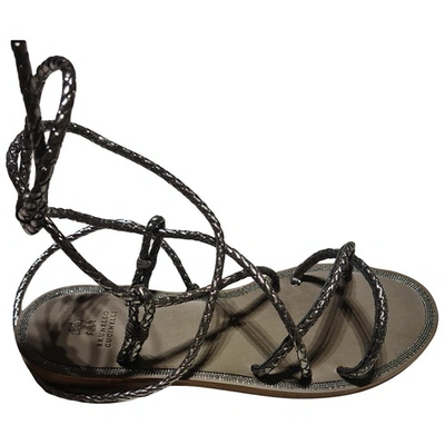 Pre-owned Brunello Cucinelli Leather Sandal In Silver