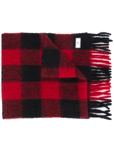 Ami Alexandre Mattiussi Large Checkered Scarf In Red