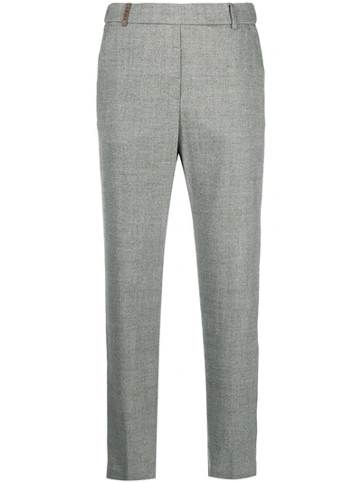 Peserico Cropped Wool-blend Trousers In Grey