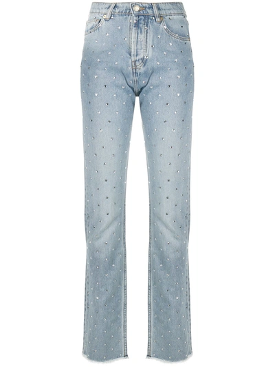 Alexandre Vauthier Embellished High-waisted Slim Jeans In Blue