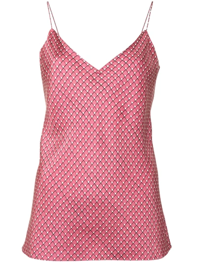 Theory V-neck Printed Slip Vest In Pink