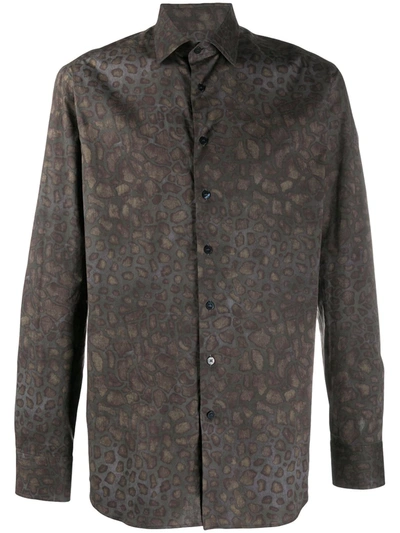 Etro Giraffe-print Long-sleeved Shirt In Grey