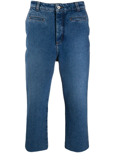 Loewe Cropped Straight-leg Trousers In Blue