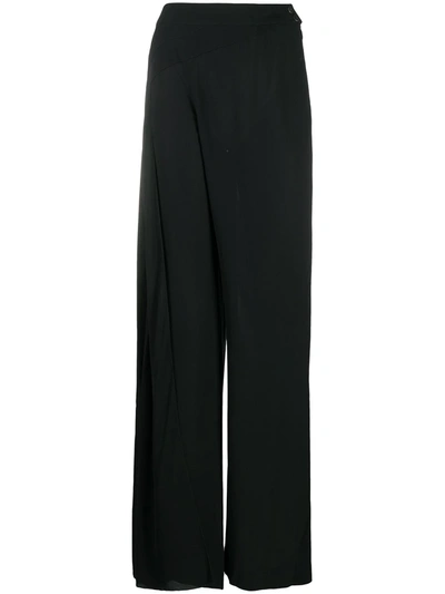 Pre-owned Chanel 1999 High-waisted Palazzo Trousers In Black