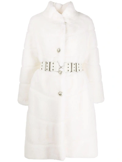 Ermanno Scervino Faux Fur Belted Coat In White