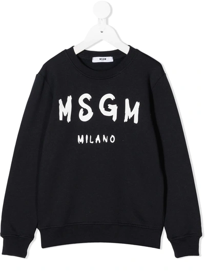 Msgm Kids' Logo Print Sweatshirt In Blue