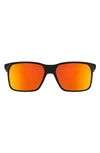 Oakley Portal 59mm Polarized Square Sunglasses In Polished Black/ Prizm Ruby
