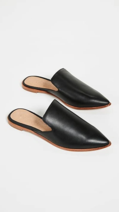 Madewell Frances Skimmer Leather Mules In True Black