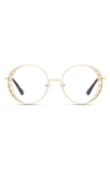 Quay Seeing Stars 54mm Gradient Round Sunglasses In Gold/ Clear Blue Light