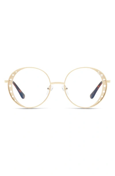 Quay Seeing Stars 54mm Gradient Round Sunglasses In Gold/ Clear Blue Light