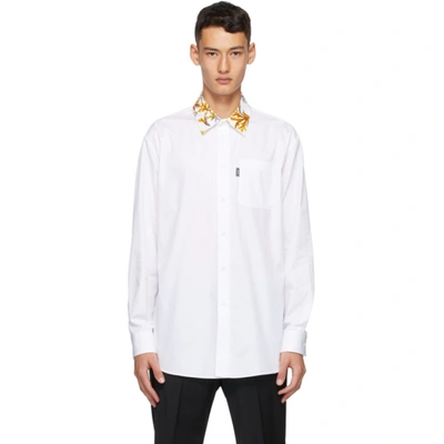 Versace Barocco Collar Cotton Shirt In A1001 White