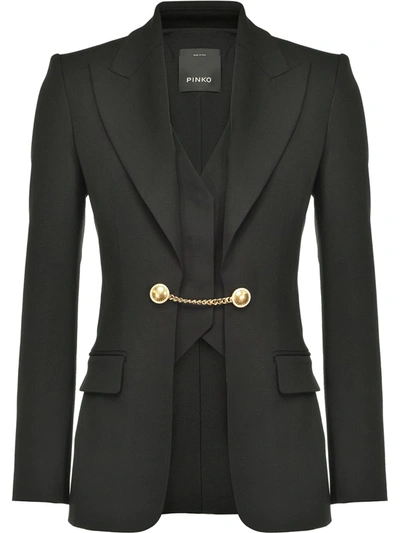 Pinko Chain-detail Tailored Blazer In Black