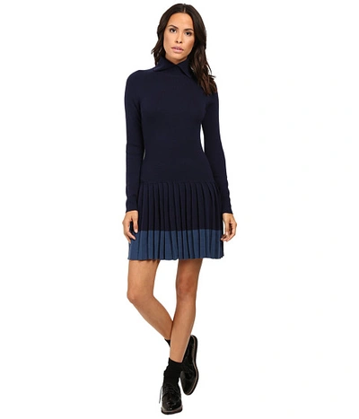 Lacoste Long Sleeve Pleated Skirt Wool Collar Dress | ModeSens