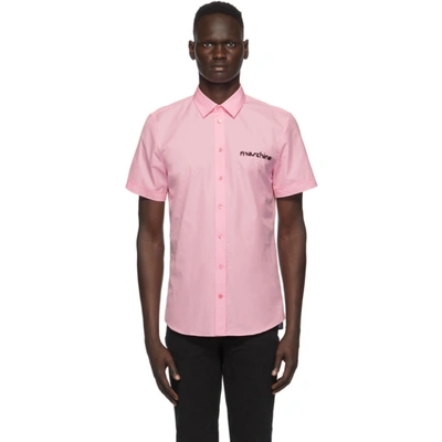 Moschino Pink Discrete Logo Short Sleeve Shirt In A1222 Pink