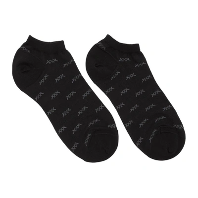 Ermenegildo Zegna Black 'xxx' Sneaker Socks In 009 Blk