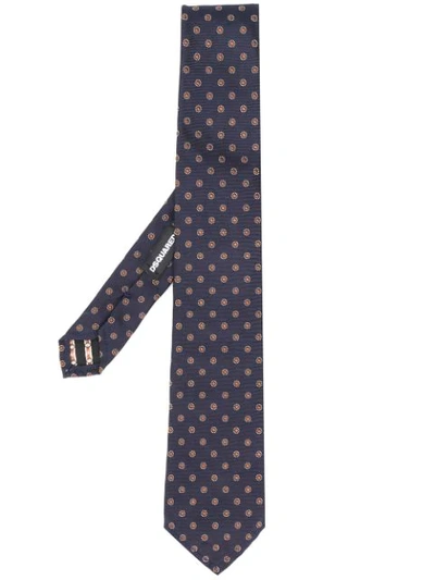 Dsquared2 Floral Embroidered Tie In Blue