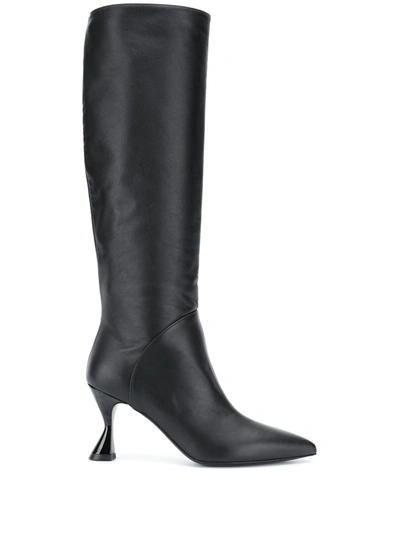 Pollini Pointed Knee-length Boots In Black