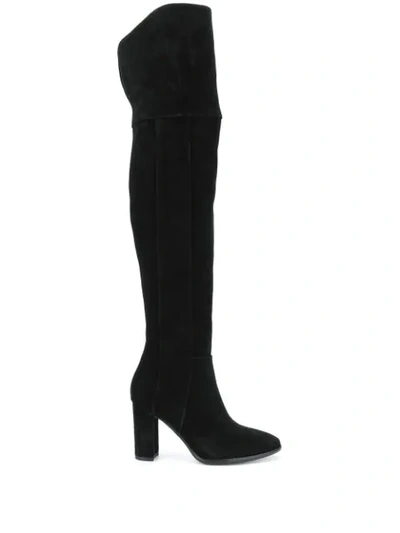 Pollini Round-toe Over-the-knee Boots In Black