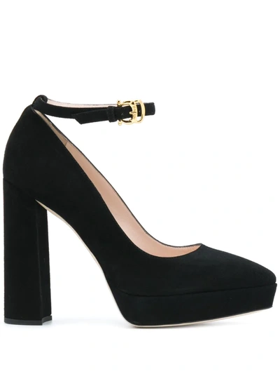 Pollini Mary Jane Platform Pumps In Black